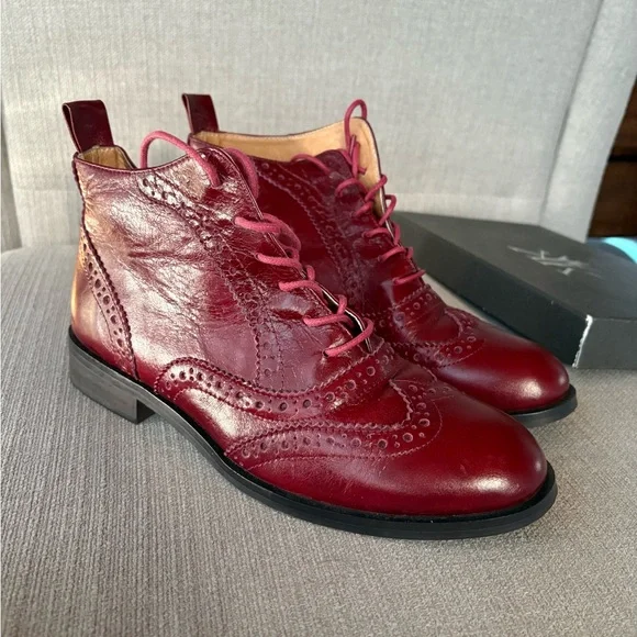 Kate Kanzer Red Brogue Ankle Boots - Picture 1 of 9